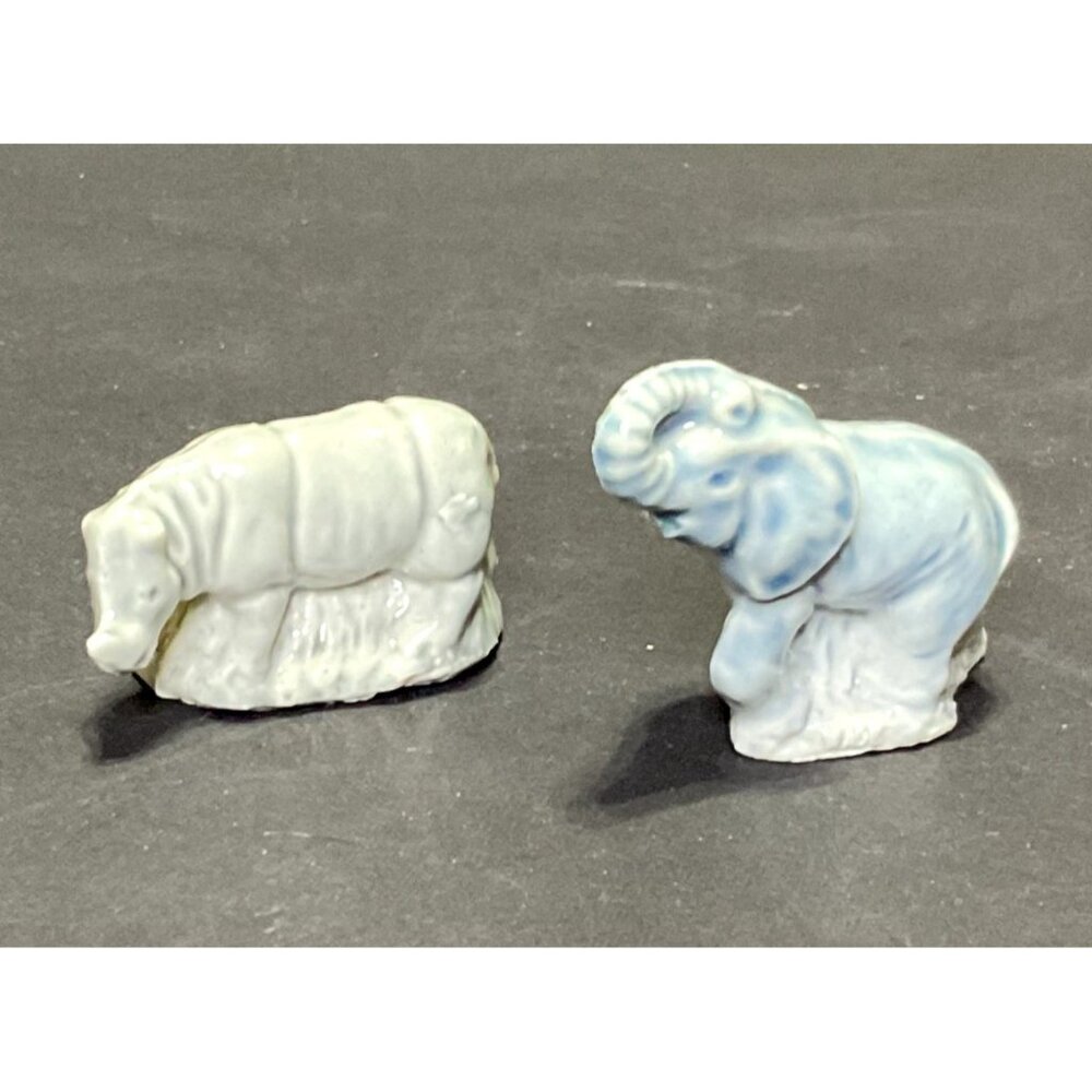 Wade Whimsies Rhino Elephant Red Rose Tea Co Retired 1980s Porcelain Figurine